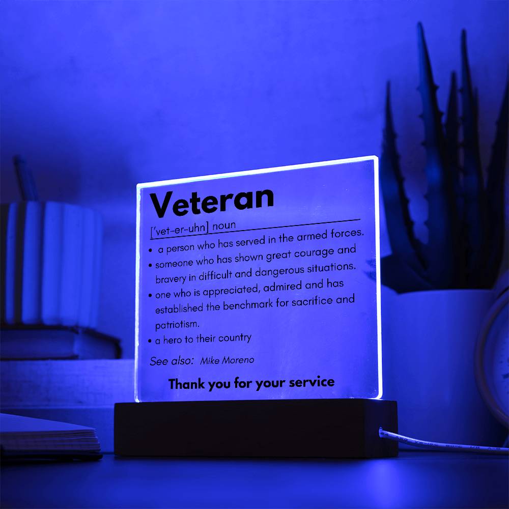 Personalized Veteran Definition 4 - Acrylic Square Plaque