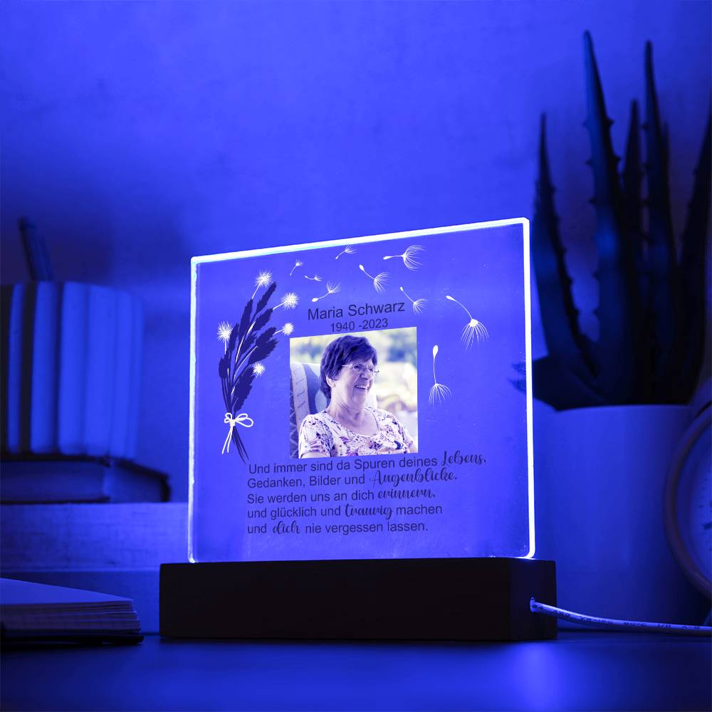 Persönliches Geschenk Zur Trauer Mit Foto Acryl Platte Mit LED Licht