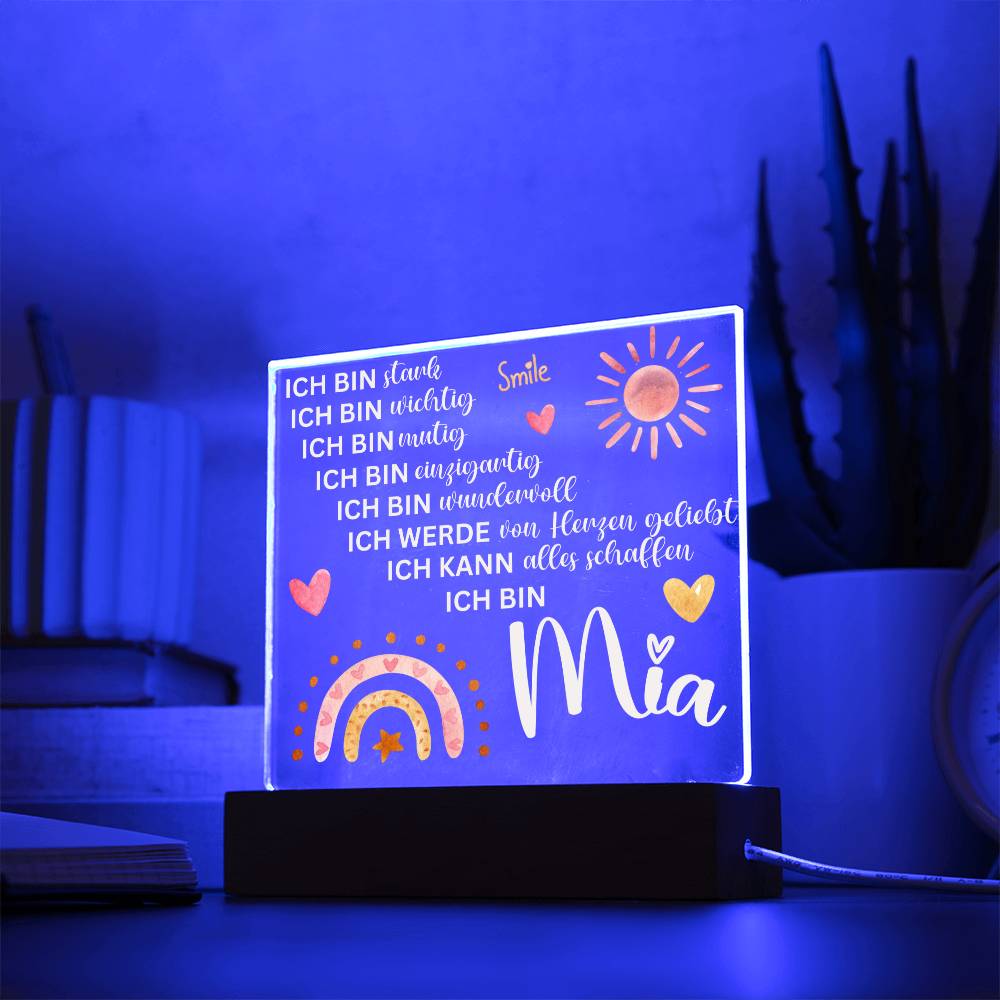 Personalisiertes Acryl LED Licht Mit Namen - Acrylic Square Plaque
