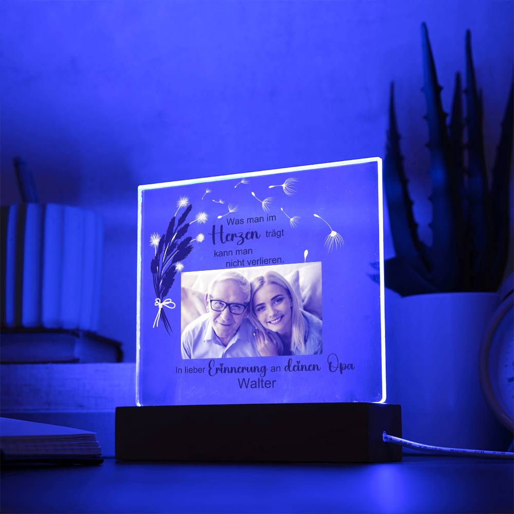 Persönliches Geschenk Zur Trauer Mit Foto Acryl Platte Mit LED Licht