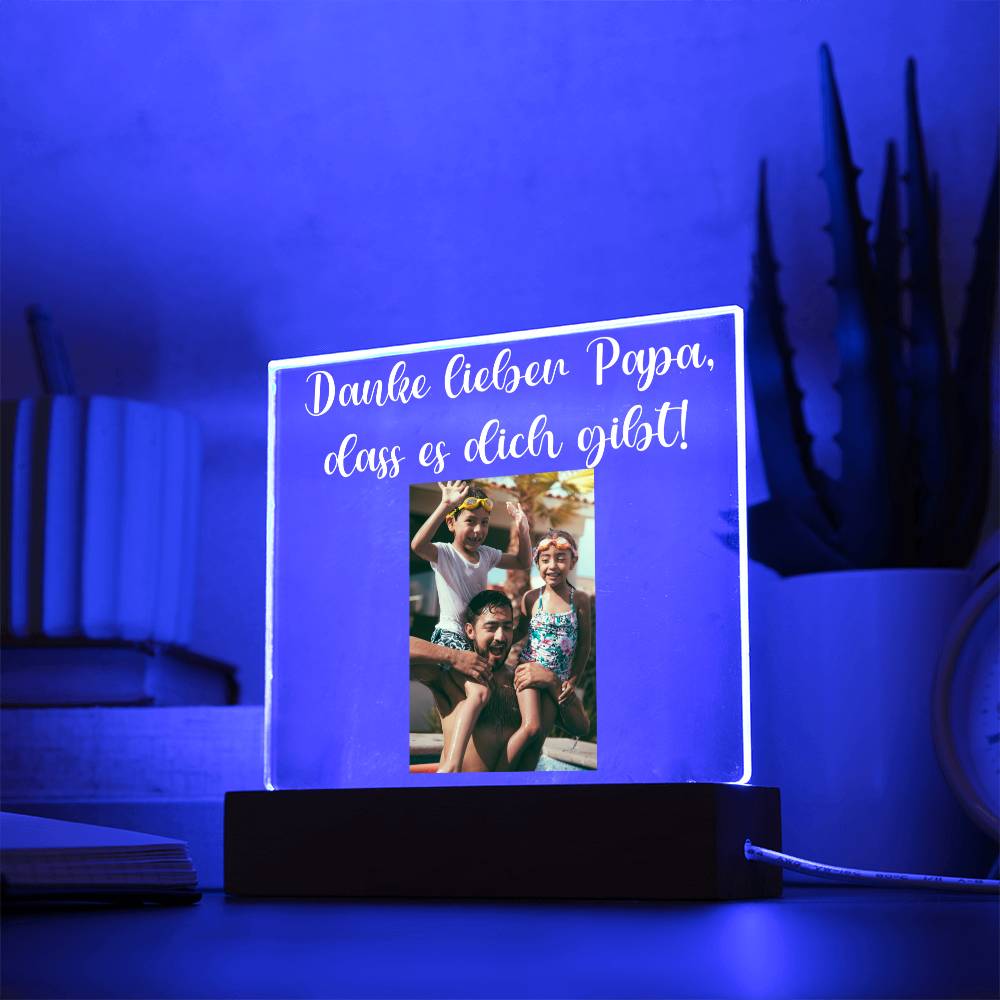 Personalisiertes Foto Bild LED Holz Stand Licht Lampe - Acrylic Square Plaque