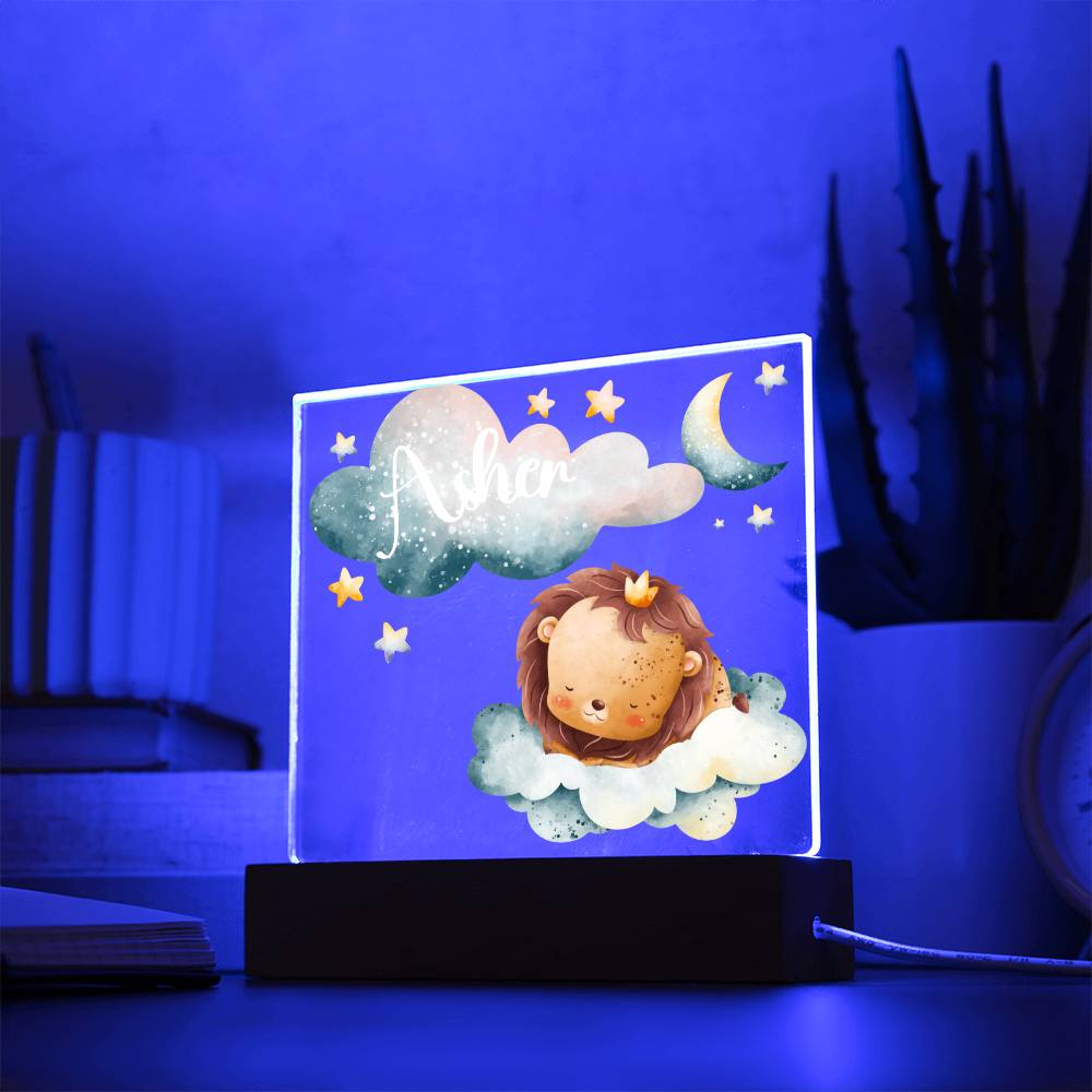 Night Light Personalized With Name - Acrylic Square Plaque