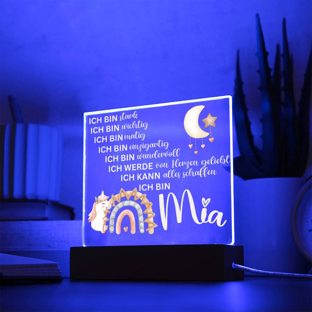 Personalisiertes Acryl LED Licht Mit Namen - Acrylic Square Plaque