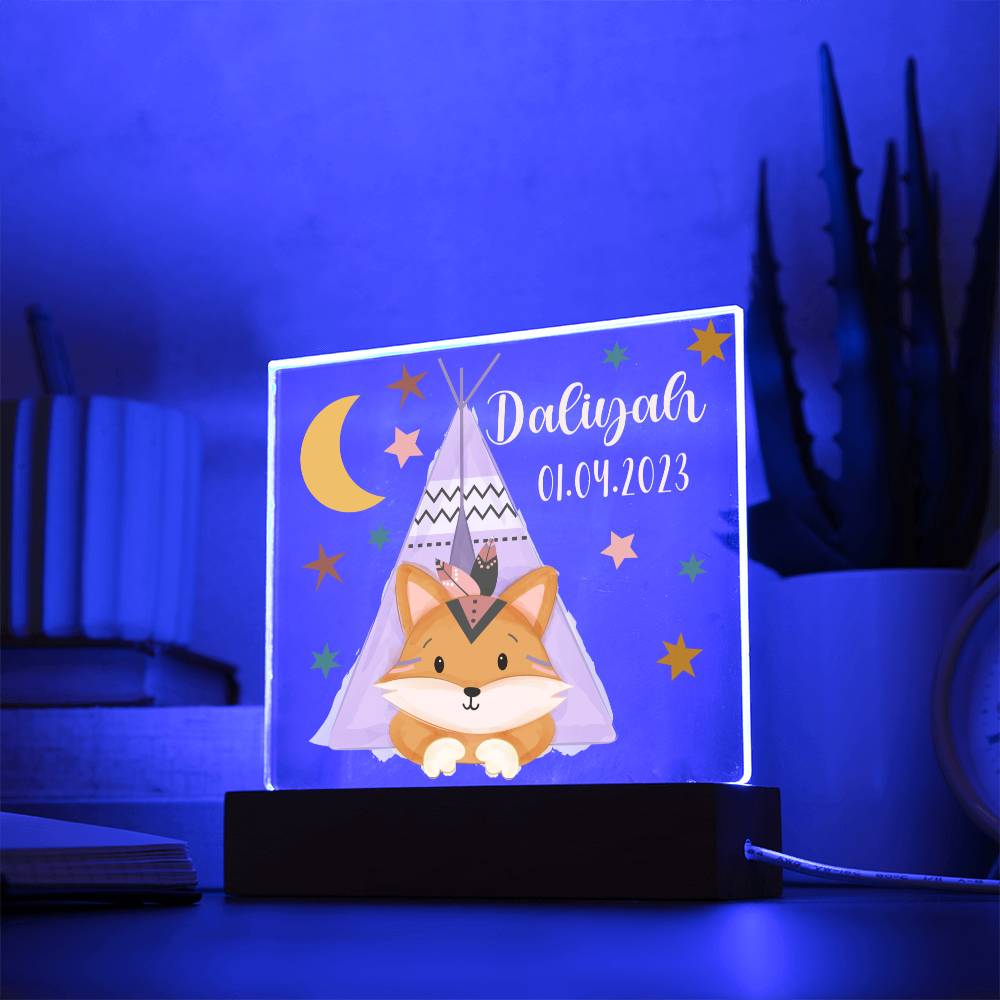 Nachtlicht Personalisiert Mit Namen und Datum - Acrylic Square Plaque
