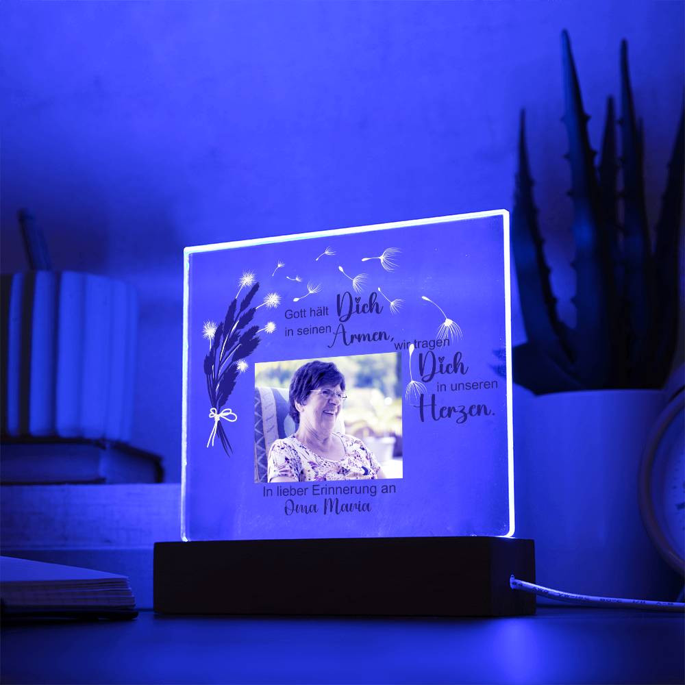 Persönliches Geschenk Zur Trauer Mit Foto Acryl Platte Mit LED Licht
