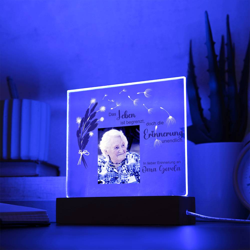 Persönliches Geschenk Zur Trauer Mit Foto Acryl Platte Mit LED Licht