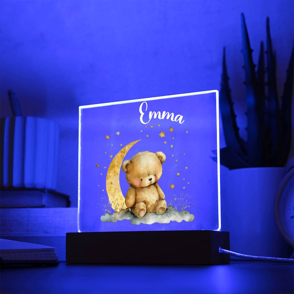 Night Light Personalized With Name - Acrylic Square Plaque