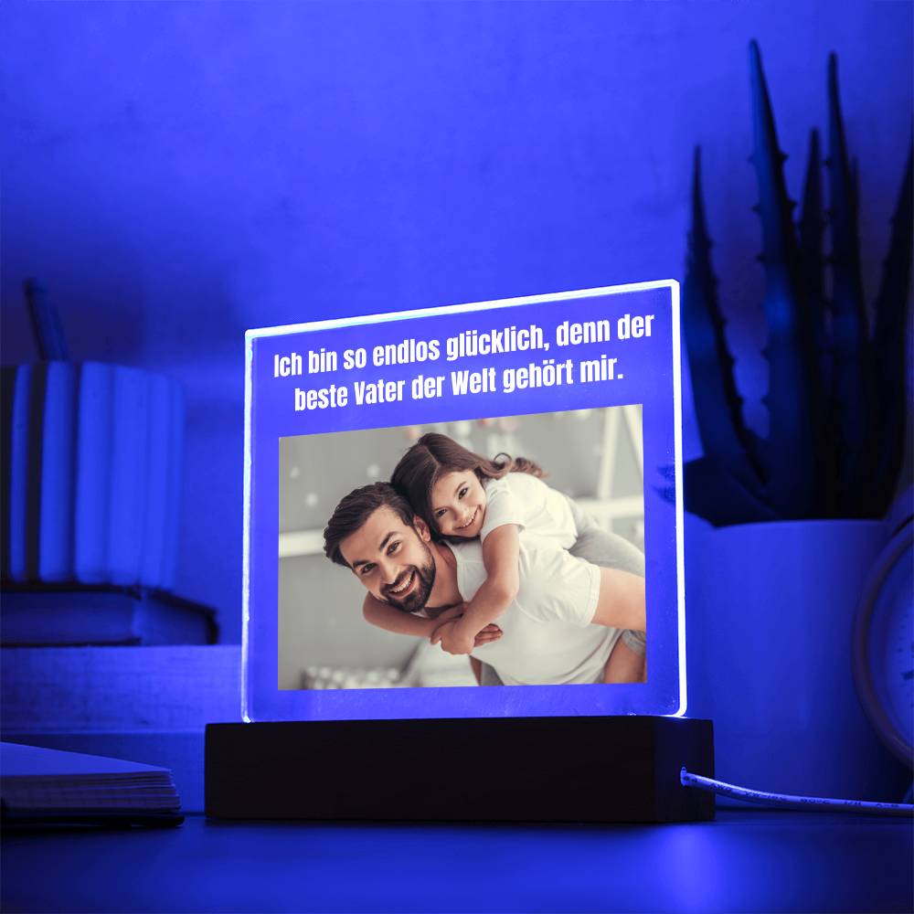 Personalisiertes Foto Bild LED Holz Stand Licht Lampe - Acrylic Square Plaque