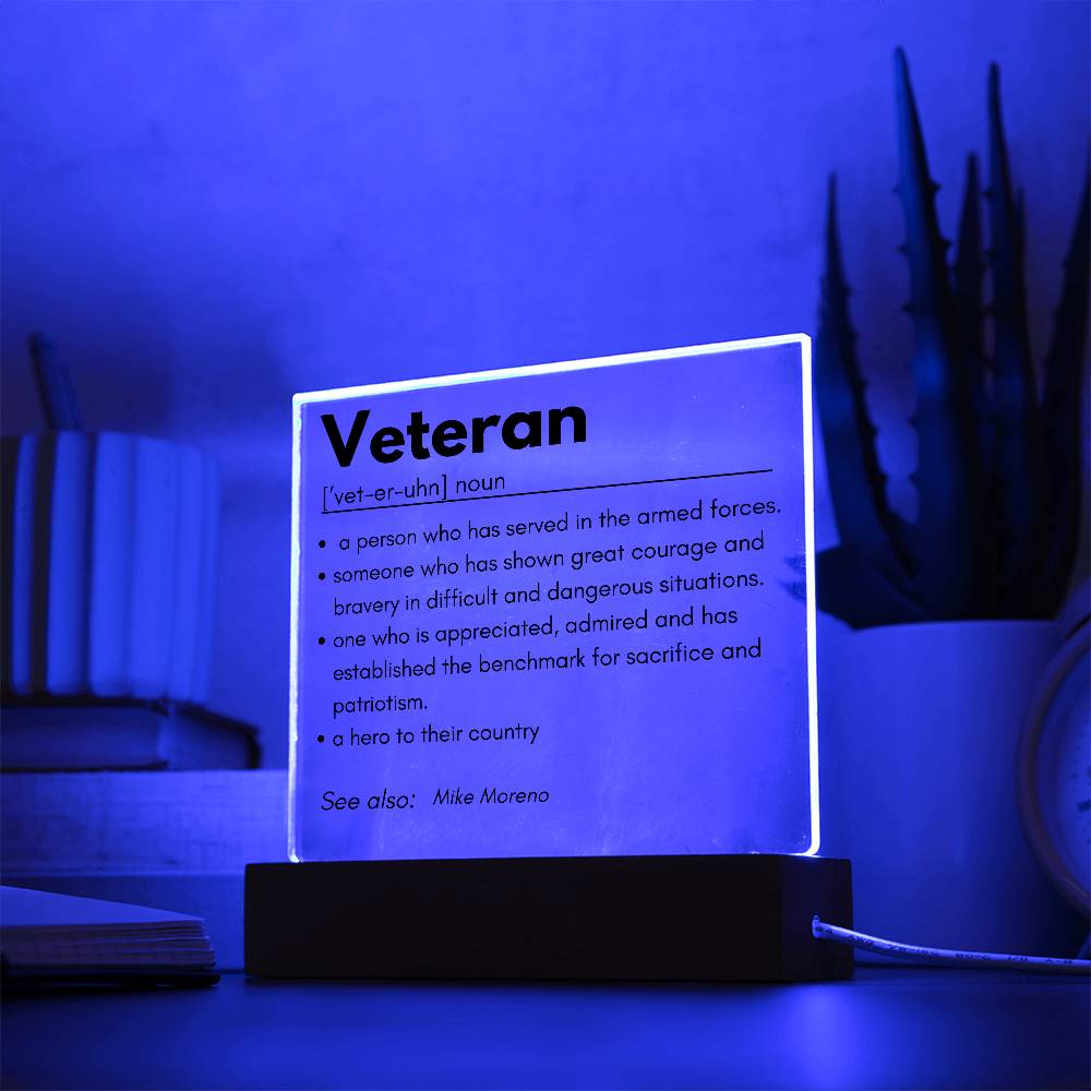 Personalized Veteran Definition 5 - Acrylic Square Plaque