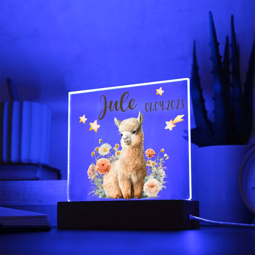 Nachtlicht Personalisiert Mit Namen - Acrylic Square Plaque