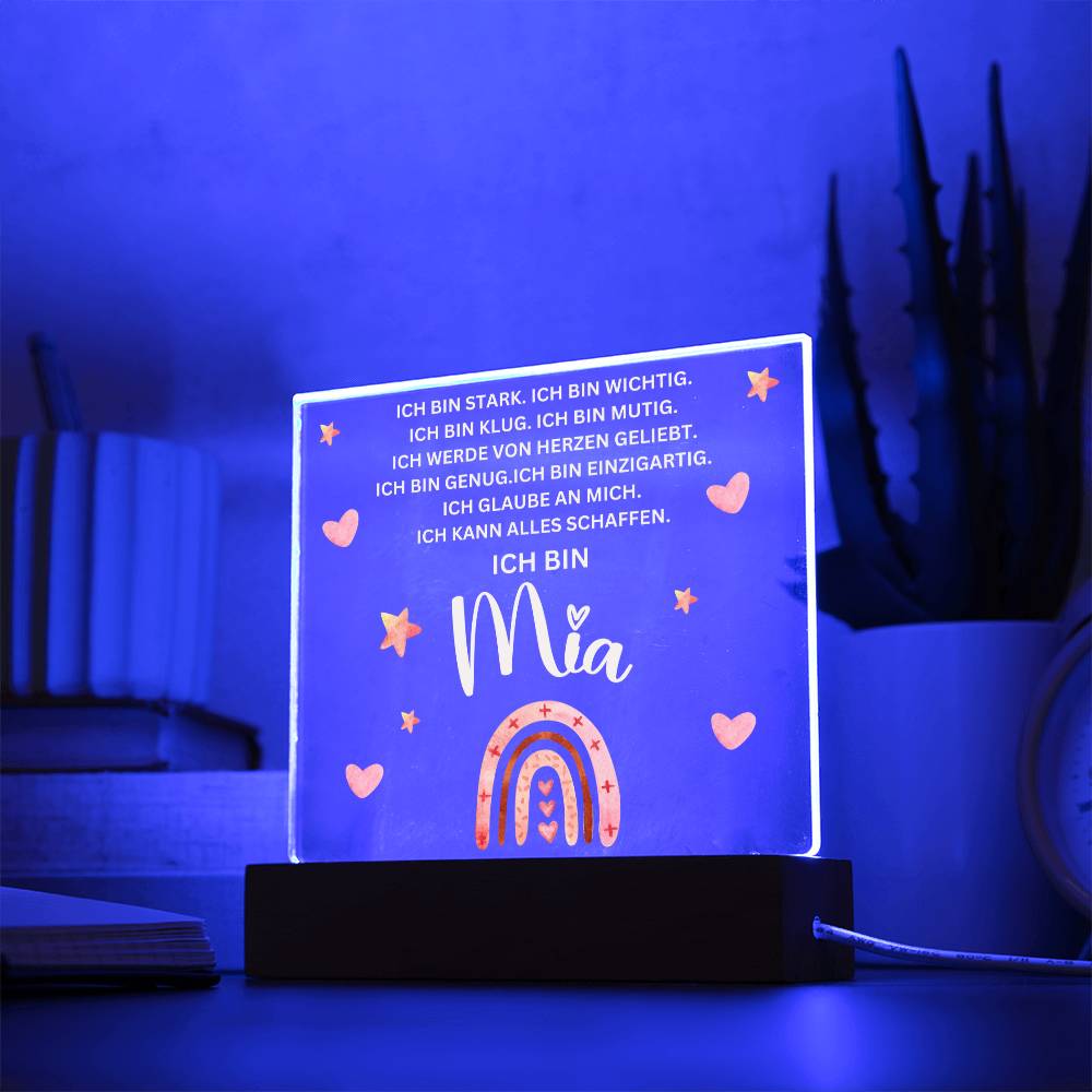 Personalisiertes Acryl LED Licht Mit Namen - Acrylic Square Plaque