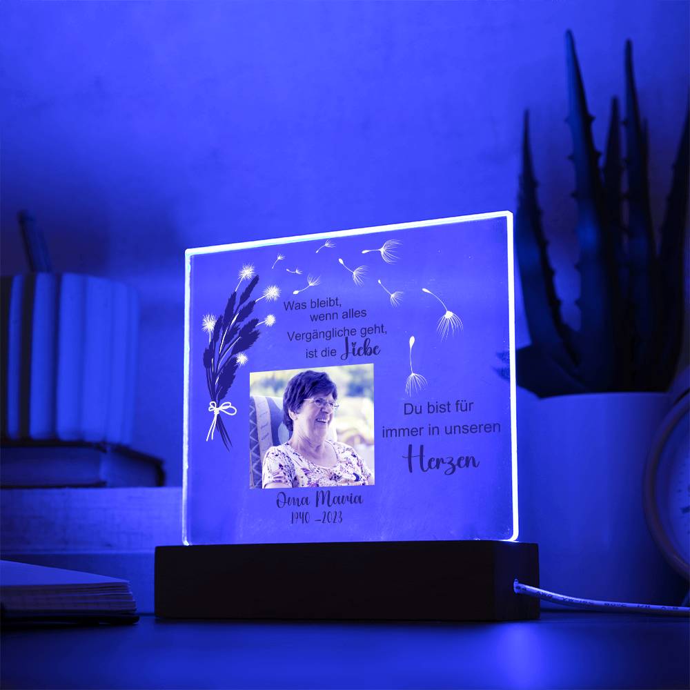 Persönliches Geschenk Zur Trauer Mit Foto Acryl Platte Mit LED Licht