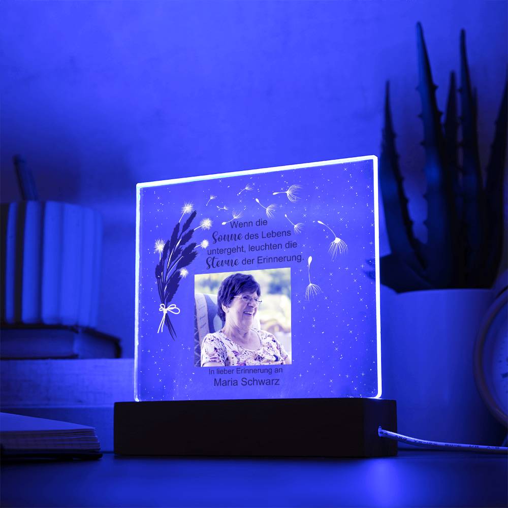 Persönliches Geschenk Zur Trauer Mit Foto Acryl Platte Mit LED Licht