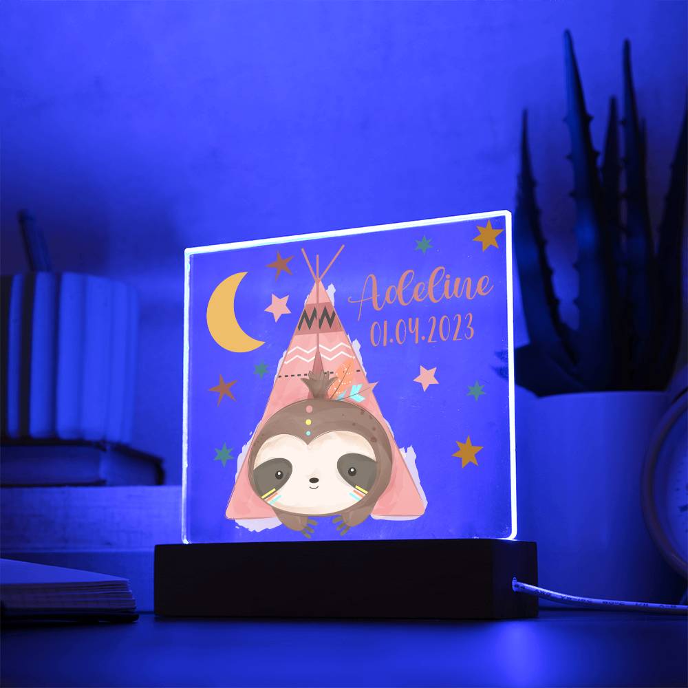 Nachtlicht Personalisiert Mit Namen und Datum - Acrylic Square Plaque