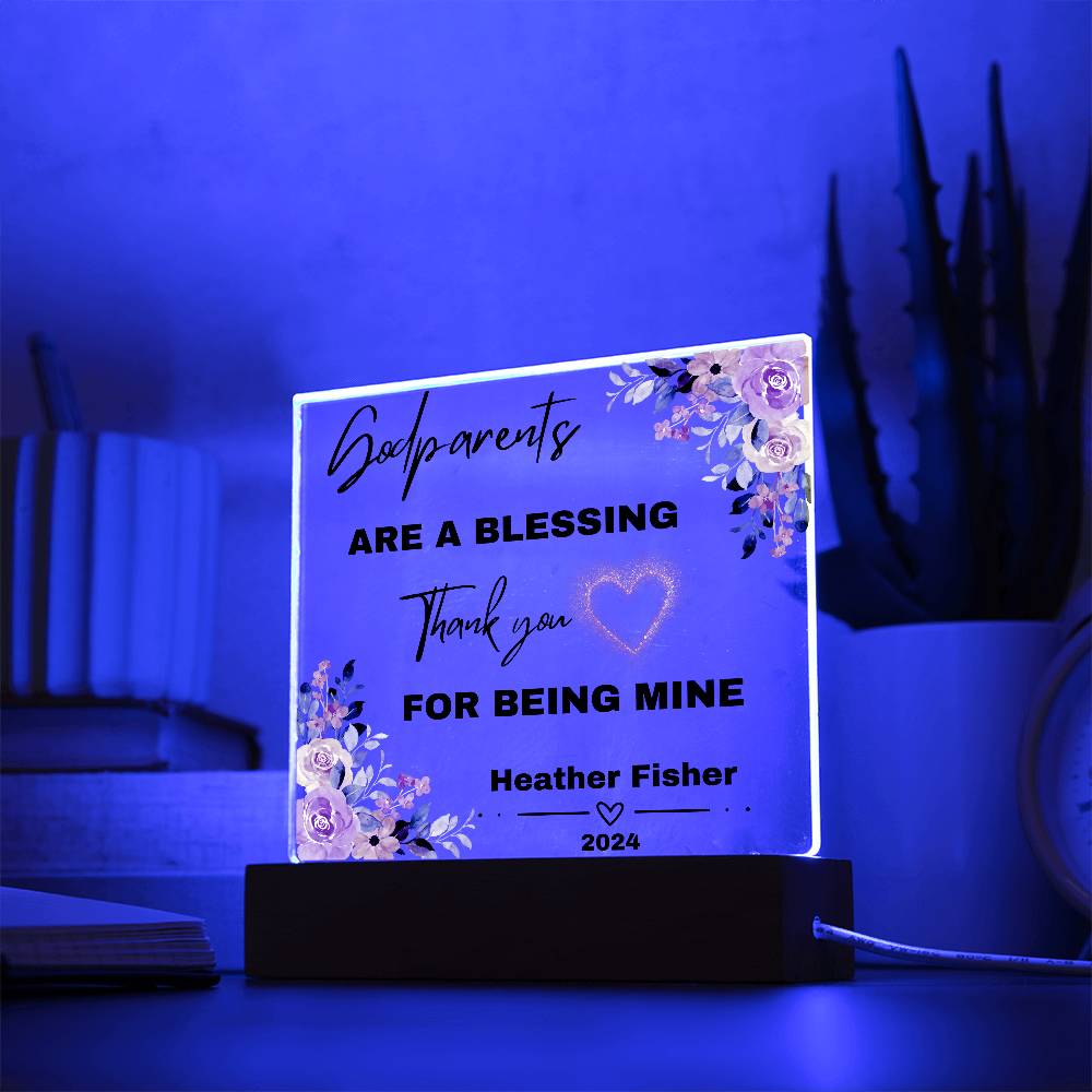 Personalized Godparents Gift 3 - Acrylic Square Plaque