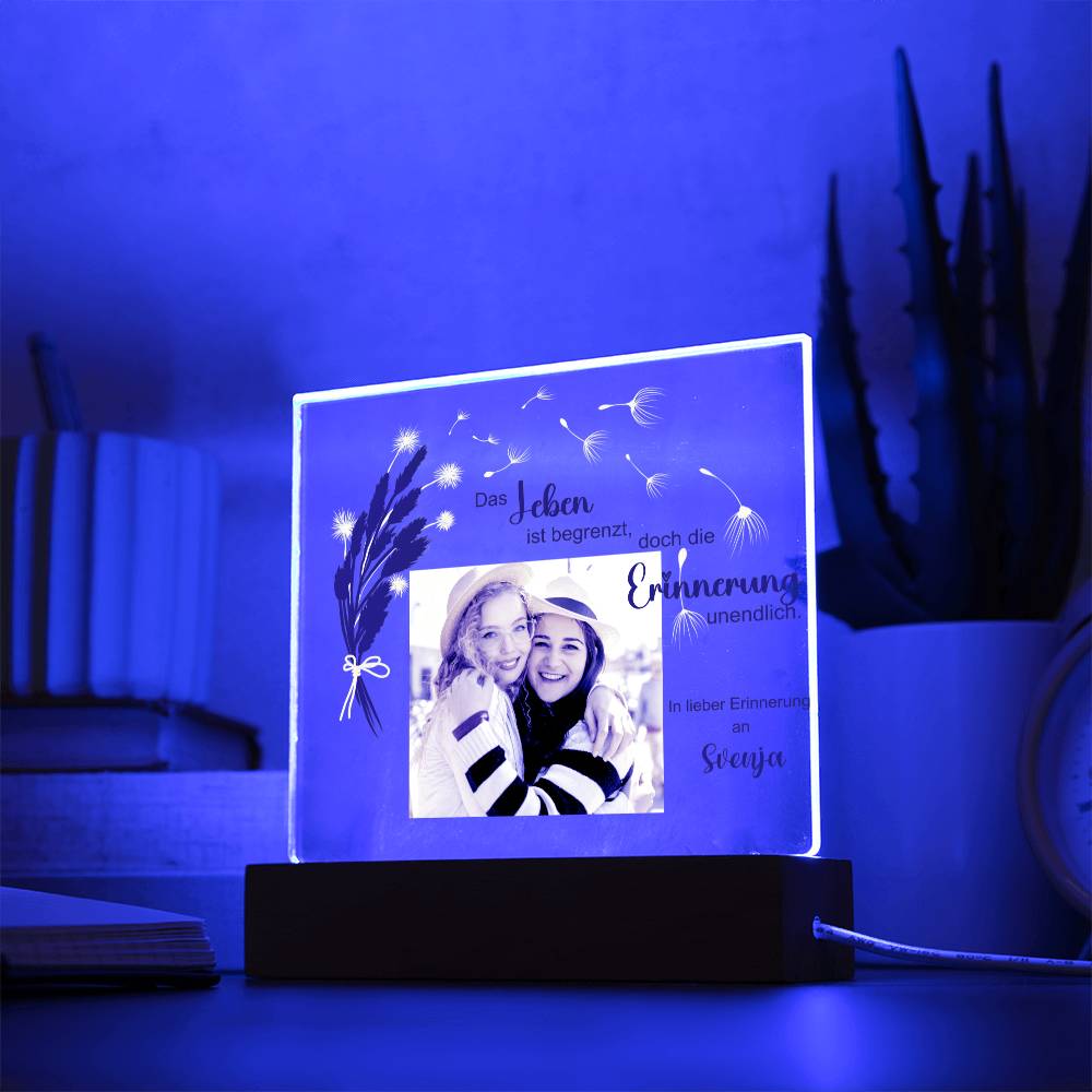 Persönliches Geschenk Zur Trauer Mit Foto Acryl Platte Mit LED Licht