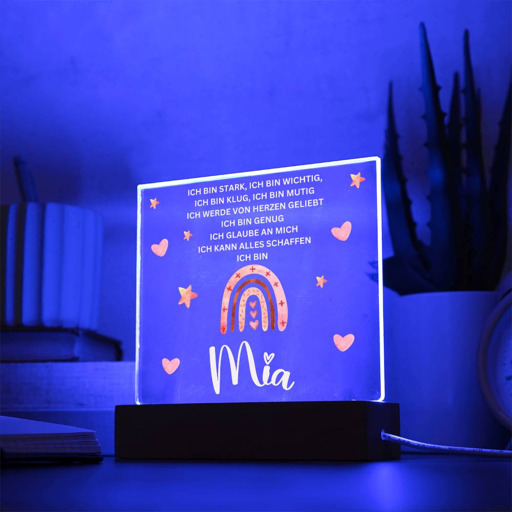 Personalisiertes Acryl LED Licht Mit Namen - Acrylic Square Plaque