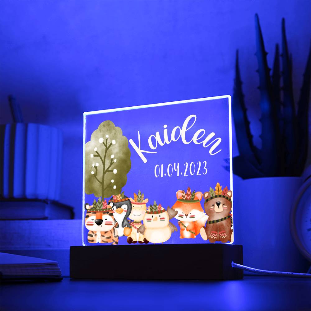 Nachtlicht Personalisiert Mit Namen und Datum - Acrylic Square Plaque