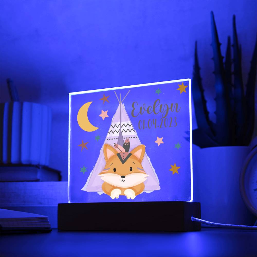 Nachtlicht Personalisiert Mit Namen und Datum - Acrylic Square Plaque
