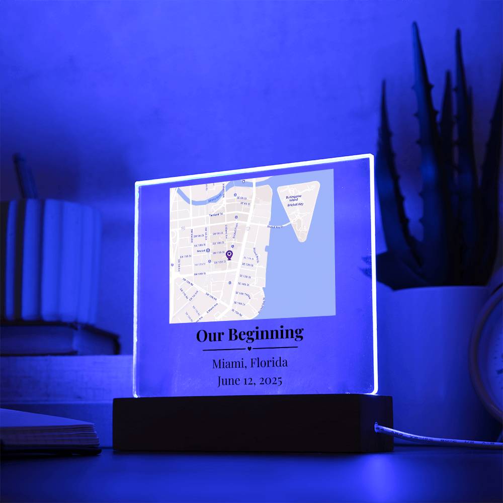 Personalized Where We Met Map Acrylic Plaque Miami Florida 1