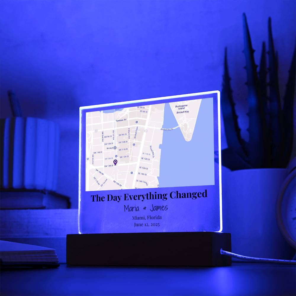 Personalized Where We Met Map Acrylic Plaque Miami Florida 3