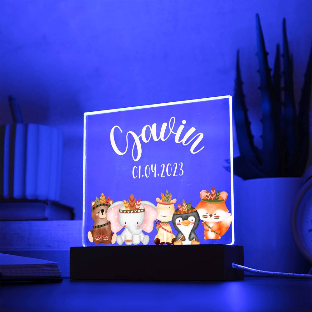 Nachtlicht Personalisiert Mit Namen und Datum - Acrylic Square Plaque