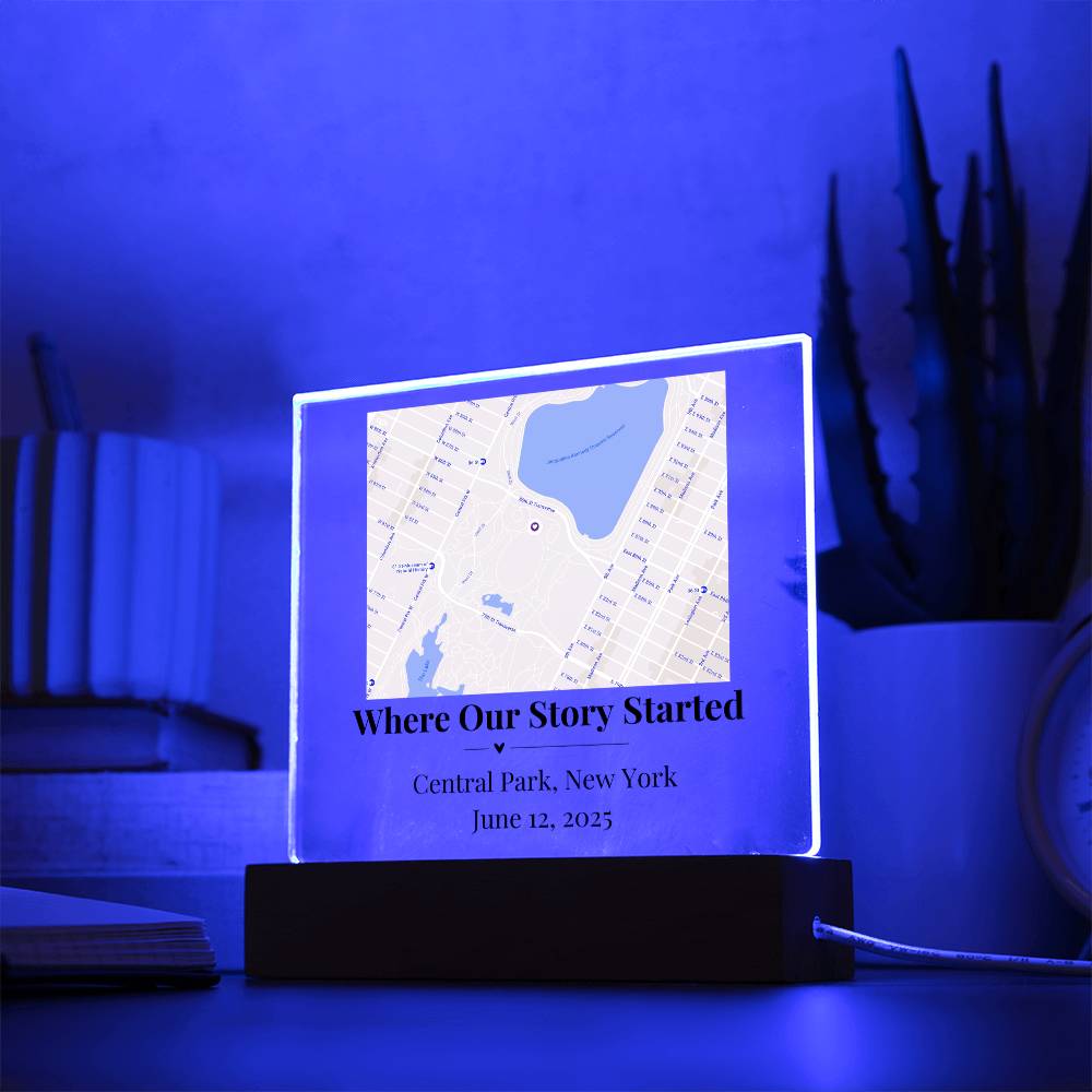 Personalized Where We Met Map Acrylic Plaque Central Park NY 1