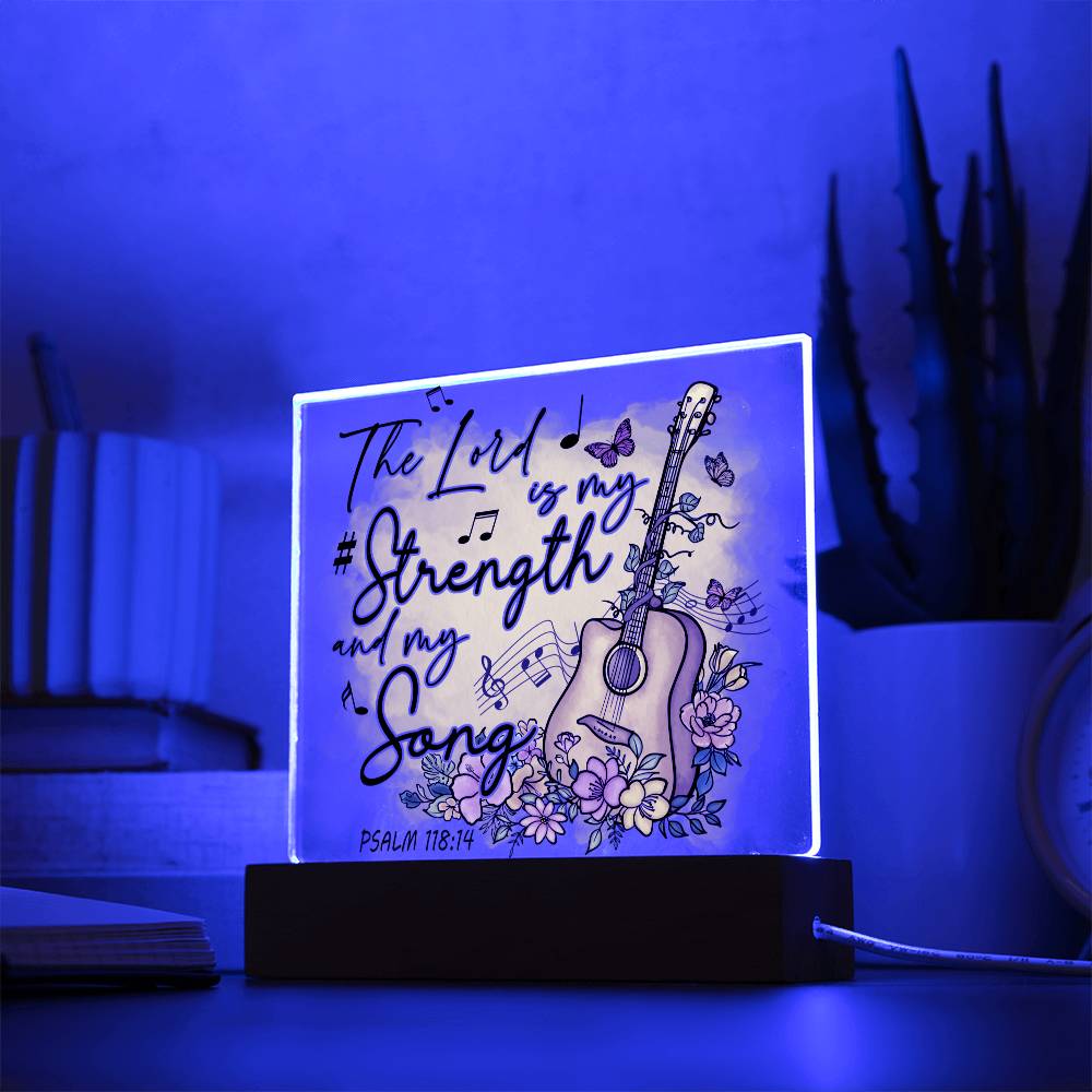 Bible Verse Art - Psalm 118:14 - Square Acrylic Plaque