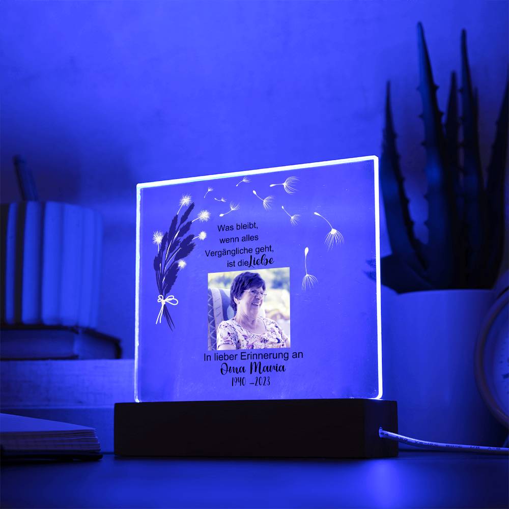 Persönliches Geschenk Zur Trauer Mit Foto Acryl Platte Mit LED Licht