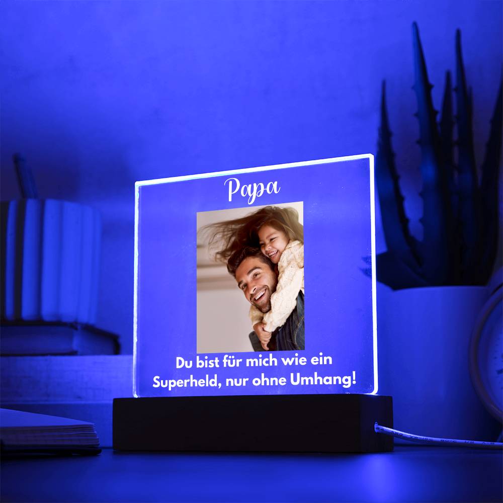 Personalisiertes Foto Bild LED Holz Stand Licht Lampe - Acrylic Square Plaque