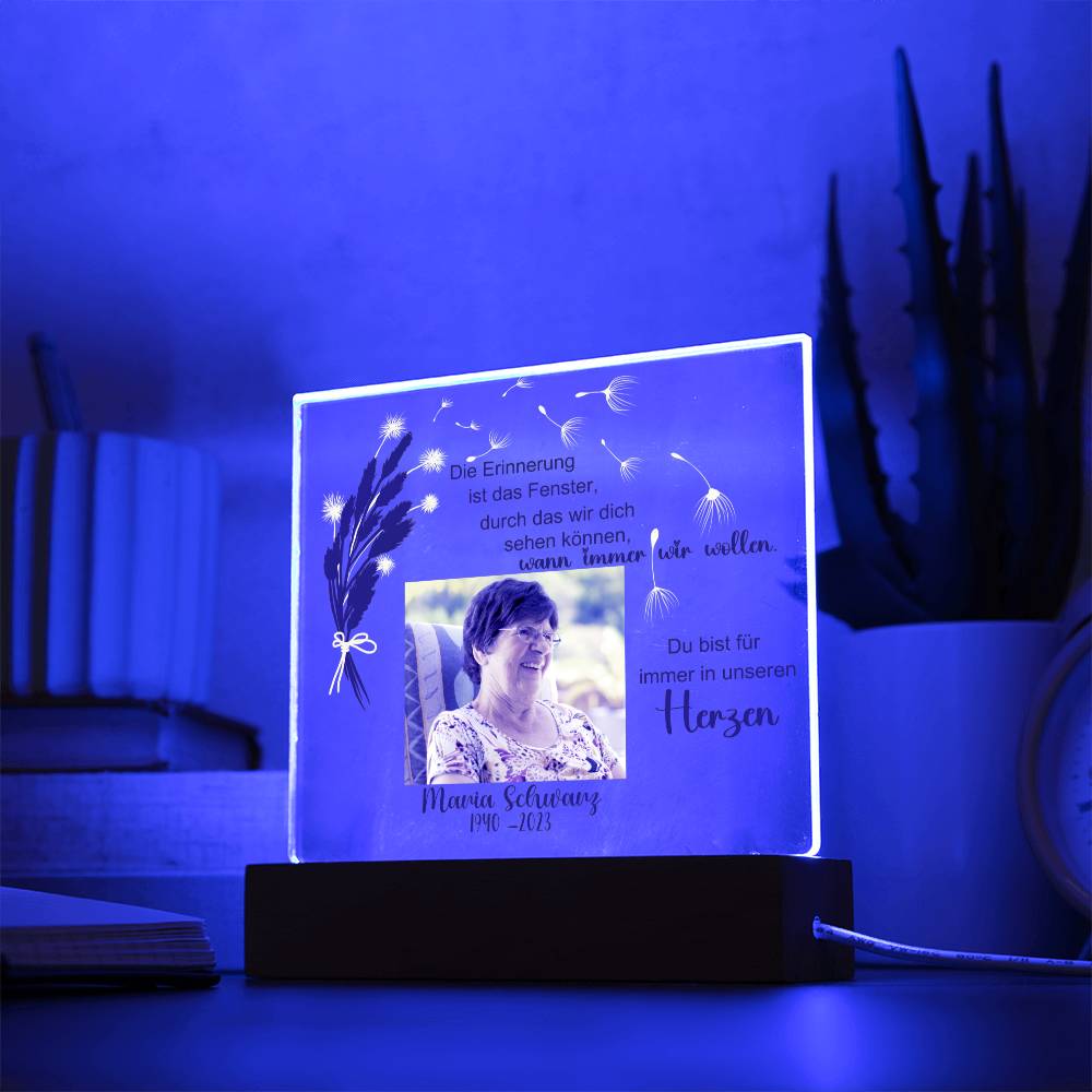 Persönliches Geschenk Zur Trauer Mit Foto Acryl Platte Mit LED Licht