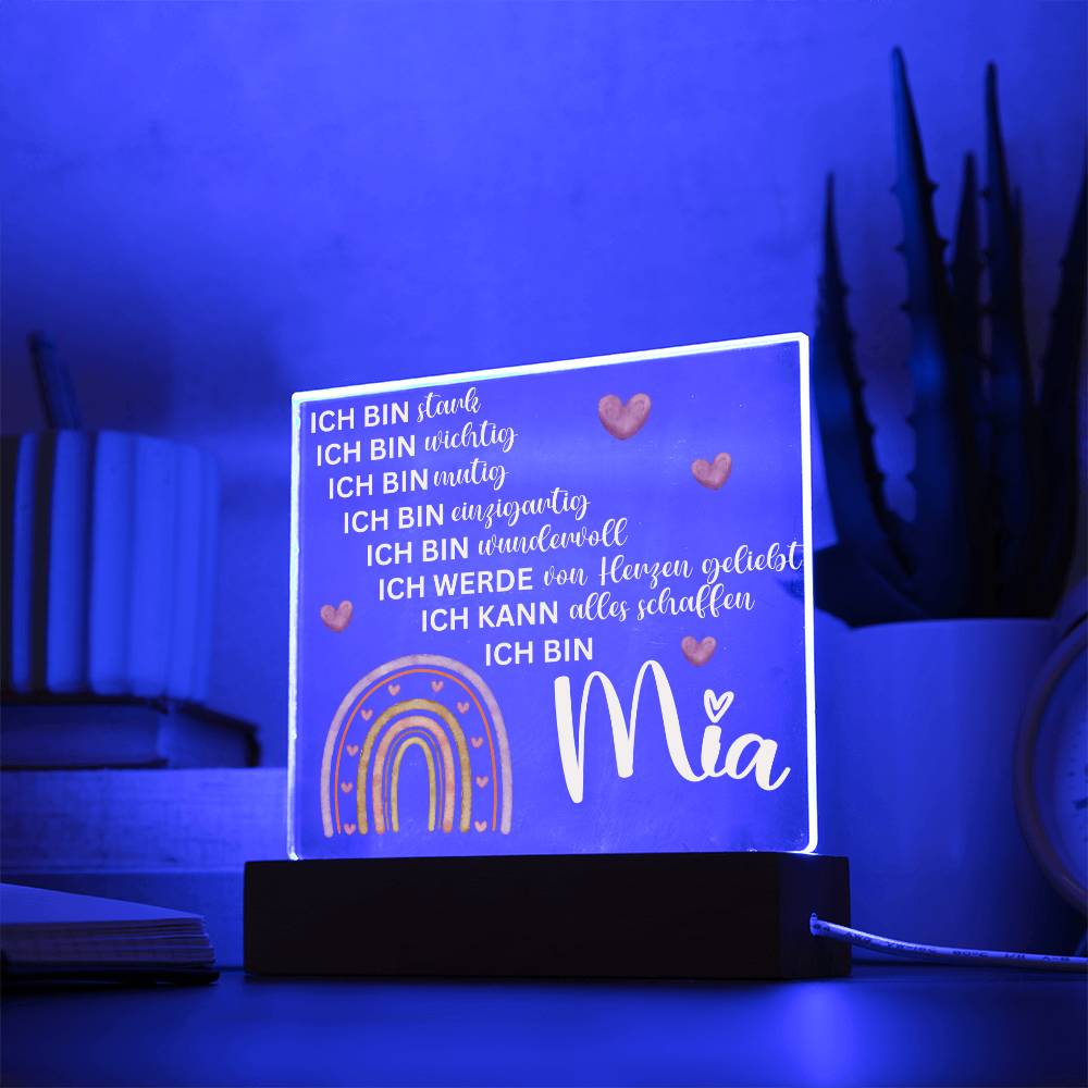 Personalisiertes Acryl LED Licht Mit Namen - Acrylic Square Plaque