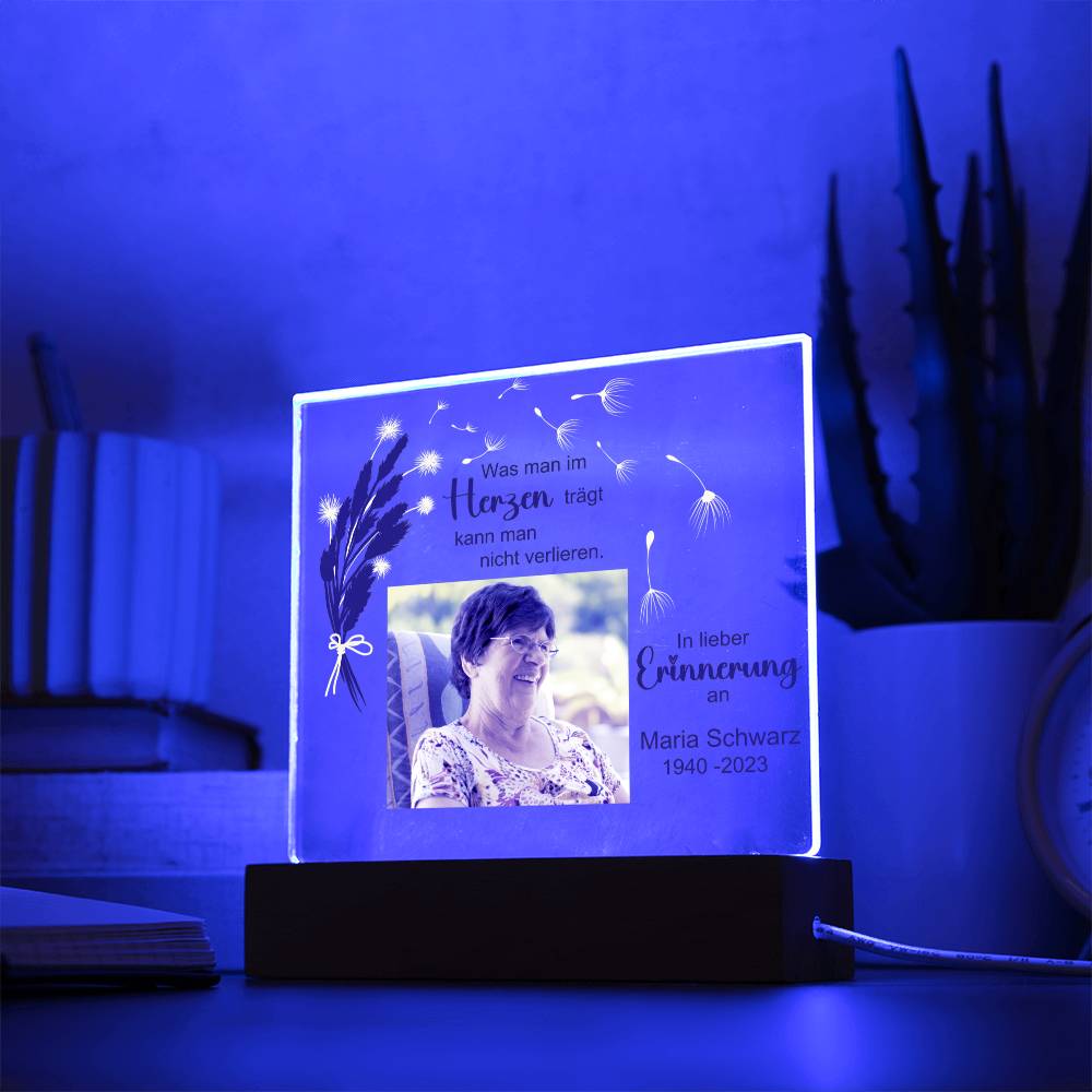 Persönliches Geschenk Zur Trauer Mit Foto Acryl Platte Mit LED Licht
