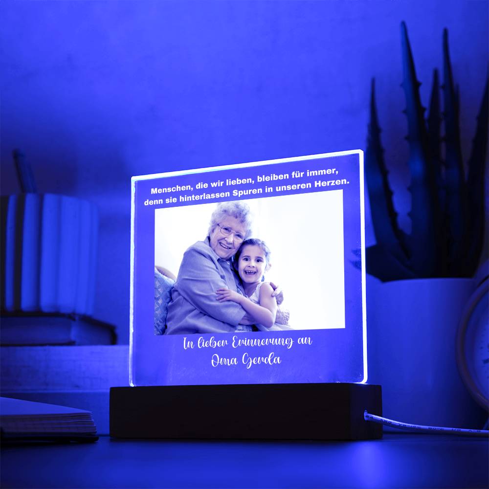 Persönliches Geschenk Zur Trauer Mit Foto Acryl Platte Mit LED Licht