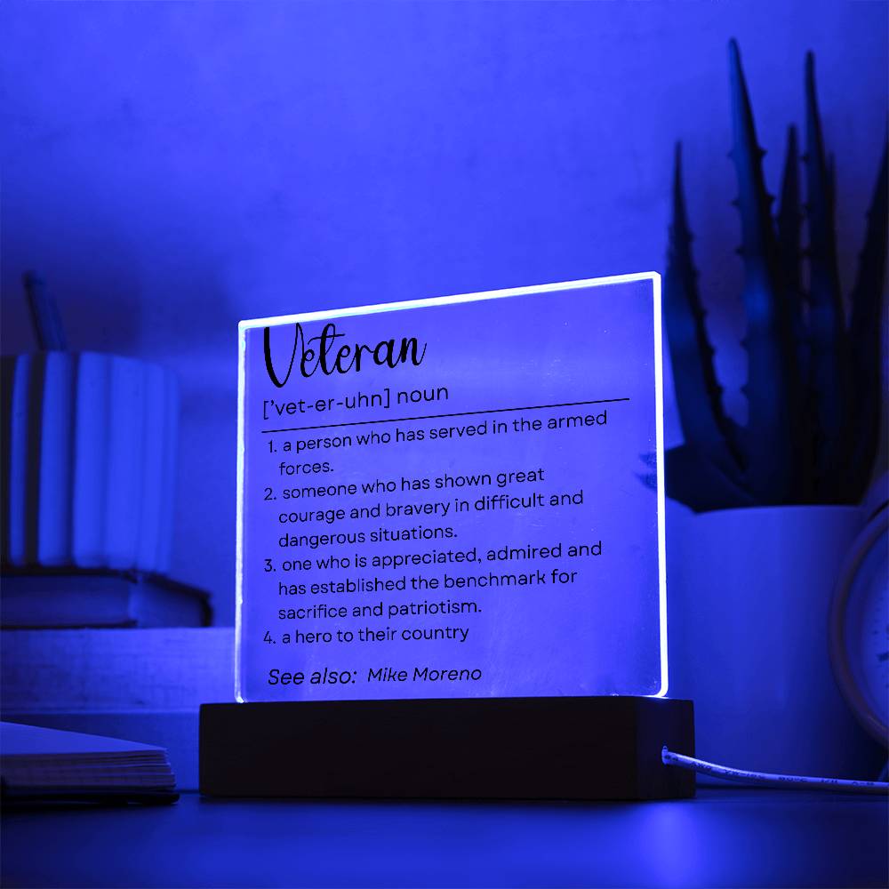Personalized Veteran Definition 6 - Acrylic Square Plaque