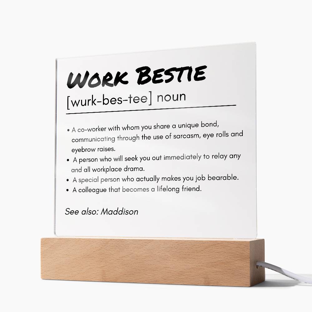 Work Bestie 2 | Acrylic Square Plaque