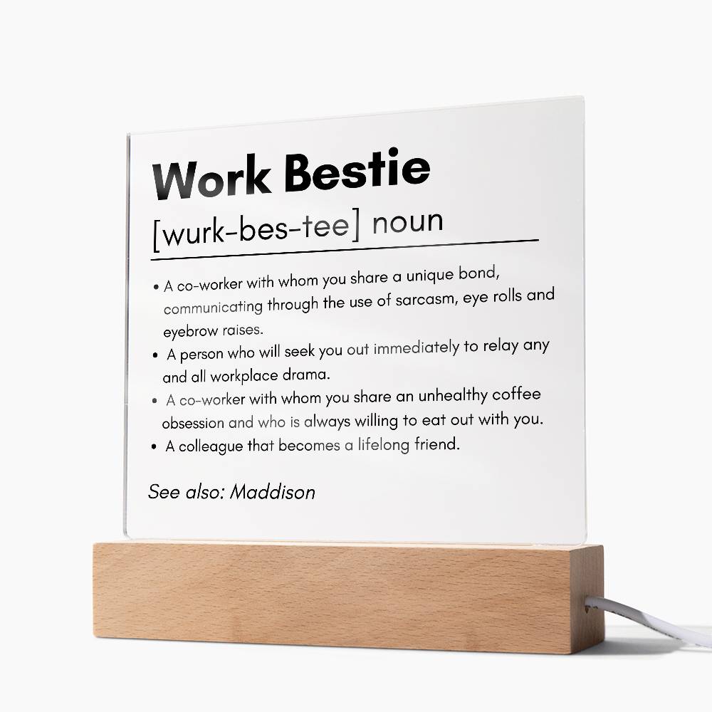 Work Bestie 1 | Acrylic Square Plaque