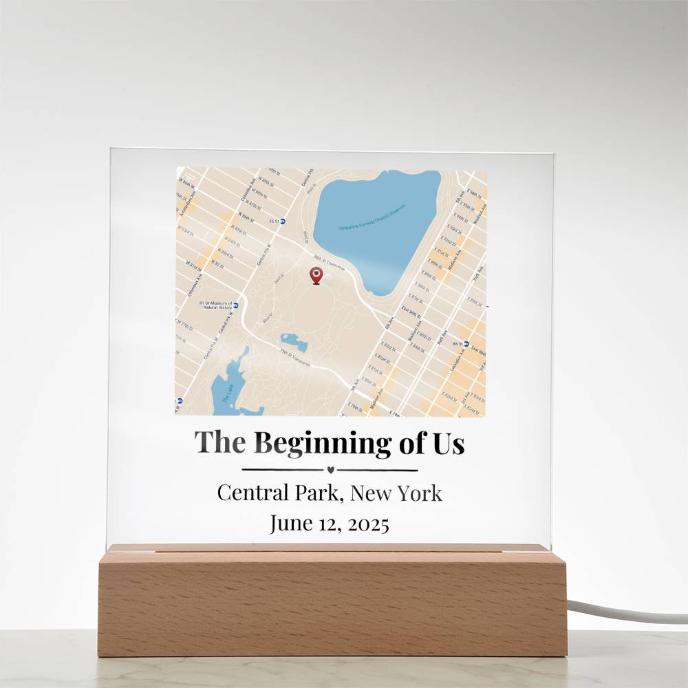 Personalized Where We Met Map Acrylic Plaque Central Park NY 2