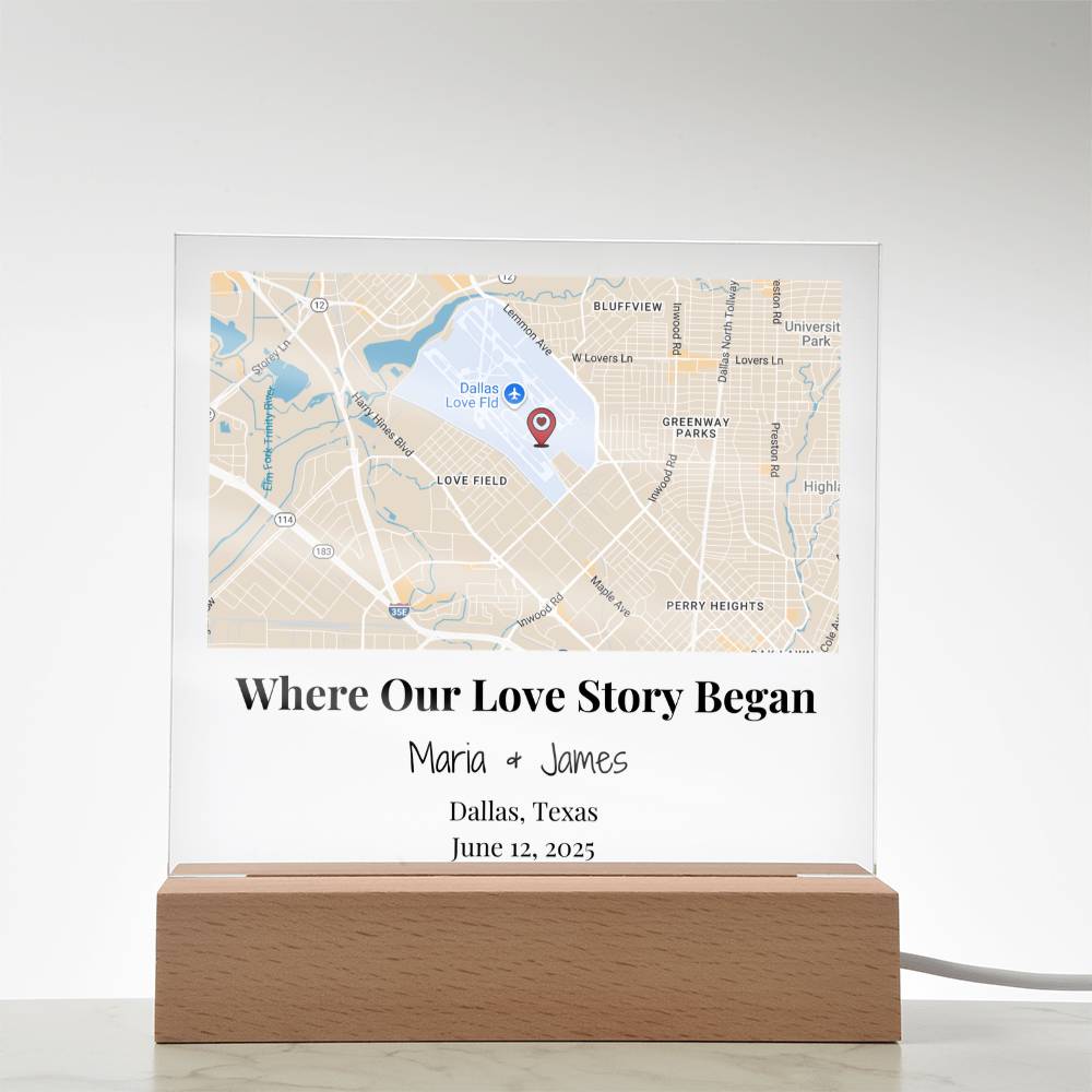 Personalized Where Our Love Story Began Map Acrylic Plaque Dallas Texas 4