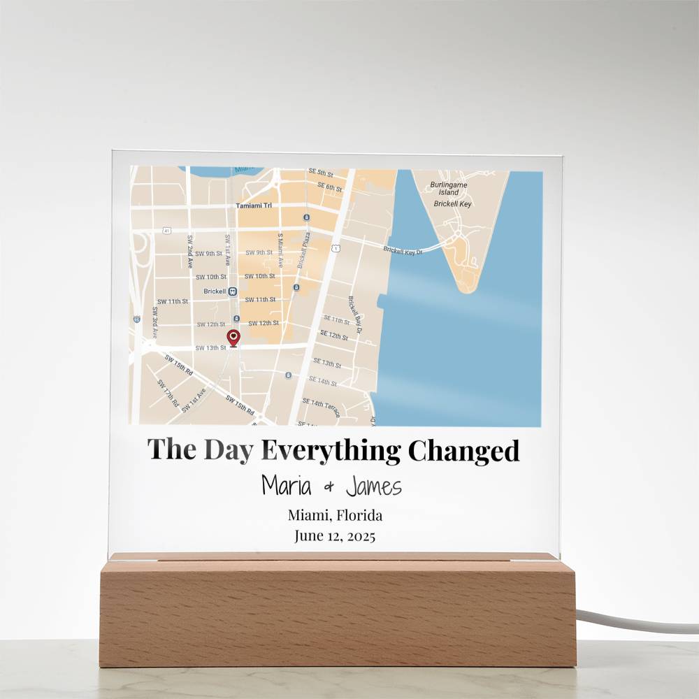 Personalized Where We Met Map Acrylic Plaque Miami Florida 3
