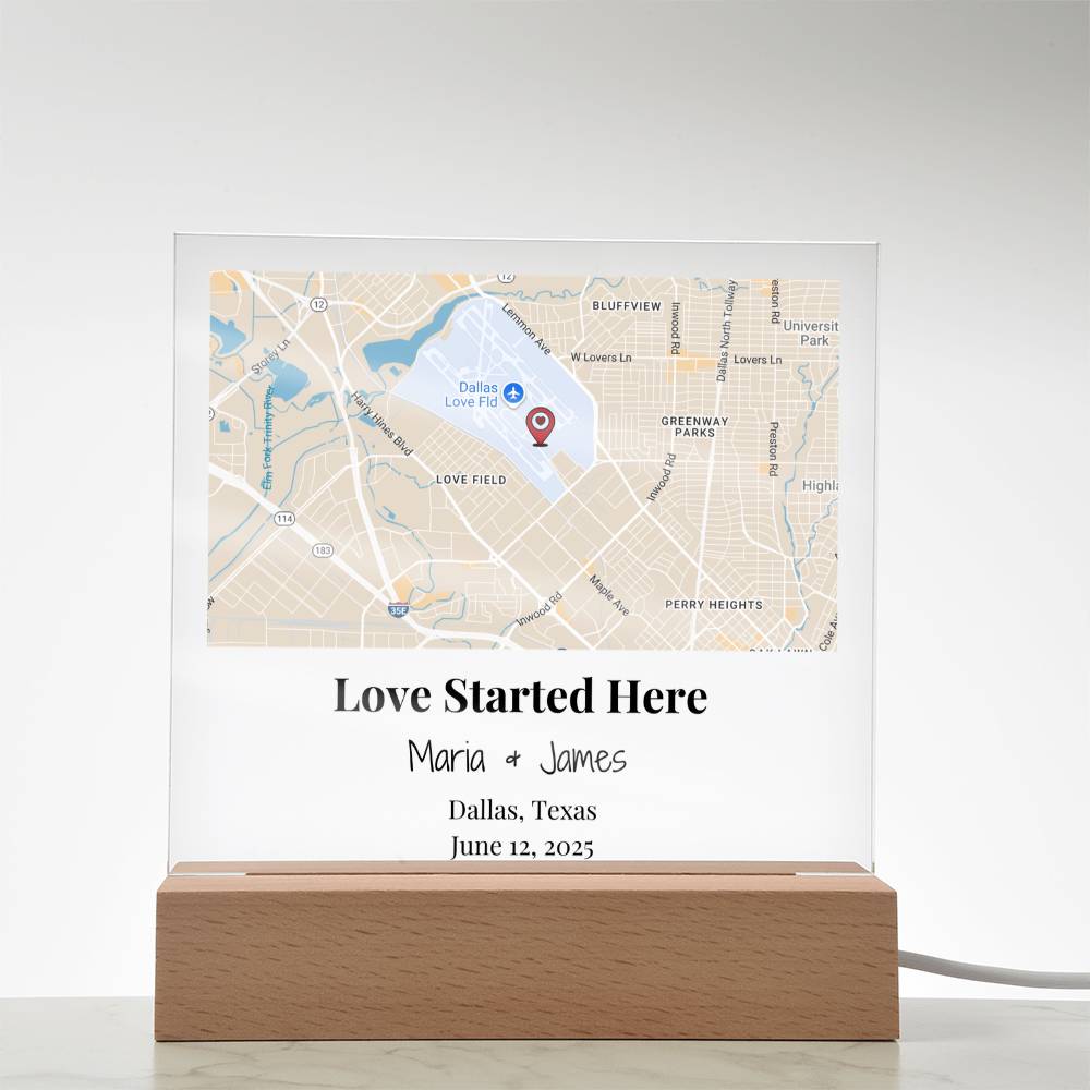 Personalized Where Love Started Map Acrylic Plaque Dallas Texas 2