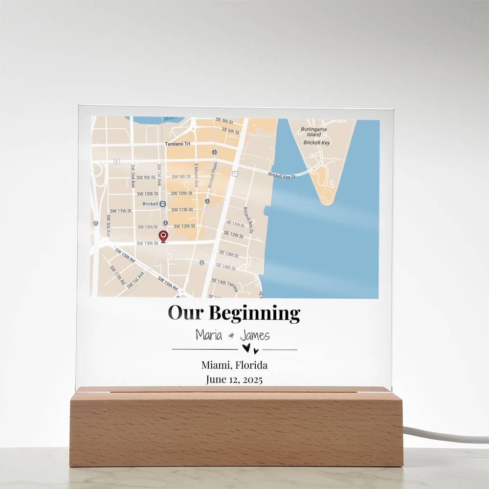 Personalized Where We Met Map Acrylic Plaque Miami Florida 2