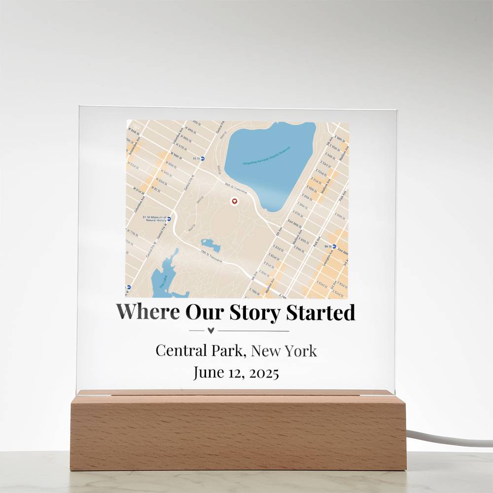 Personalized Where We Met Map Acrylic Plaque Central Park NY 1