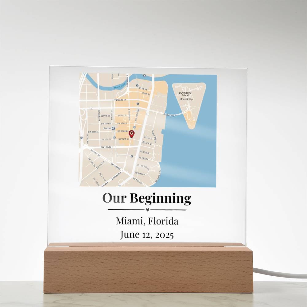 Personalized Where We Met Map Acrylic Plaque Miami Florida 1