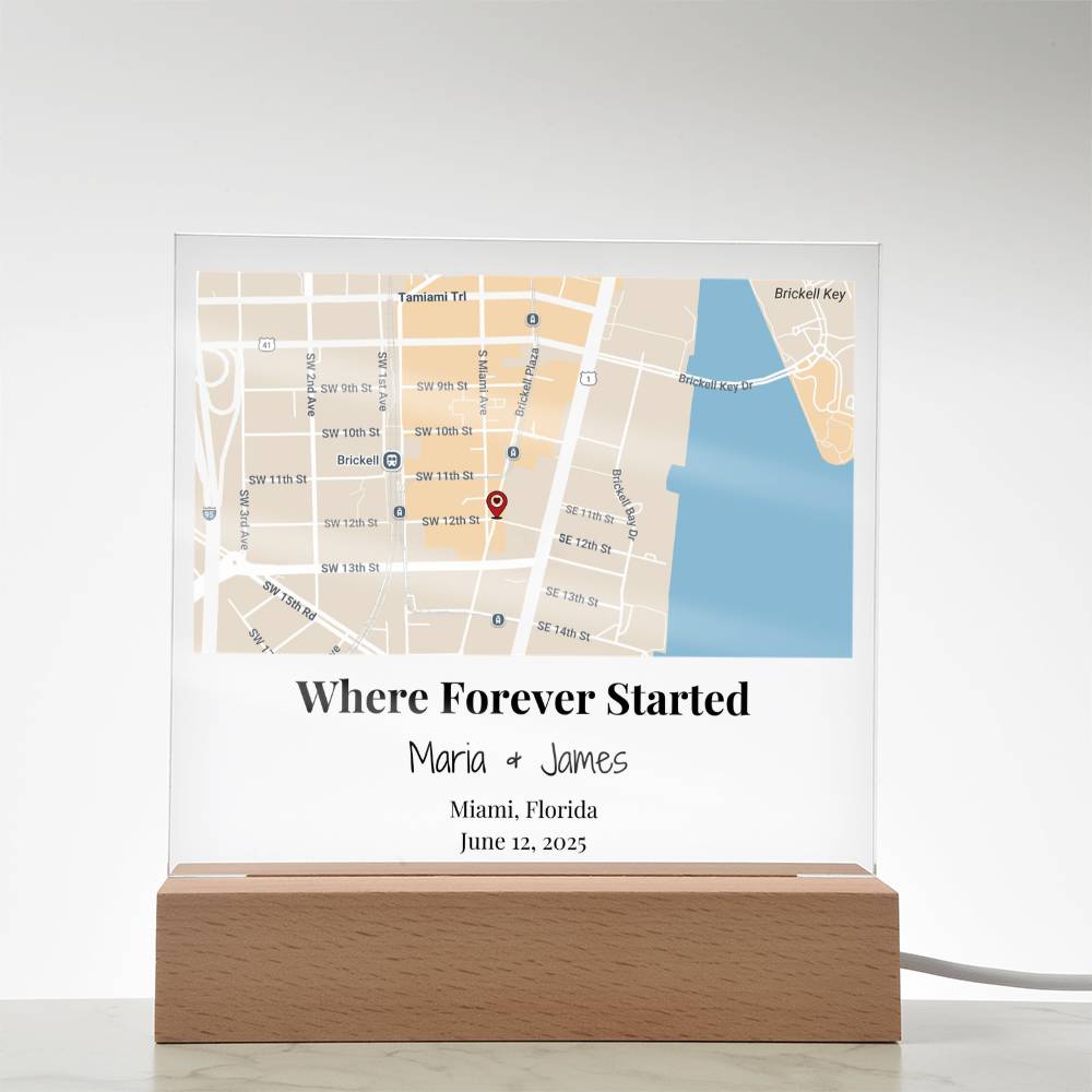 Personalized Where Forever Started Map Acrylic Plaque Miami Florida