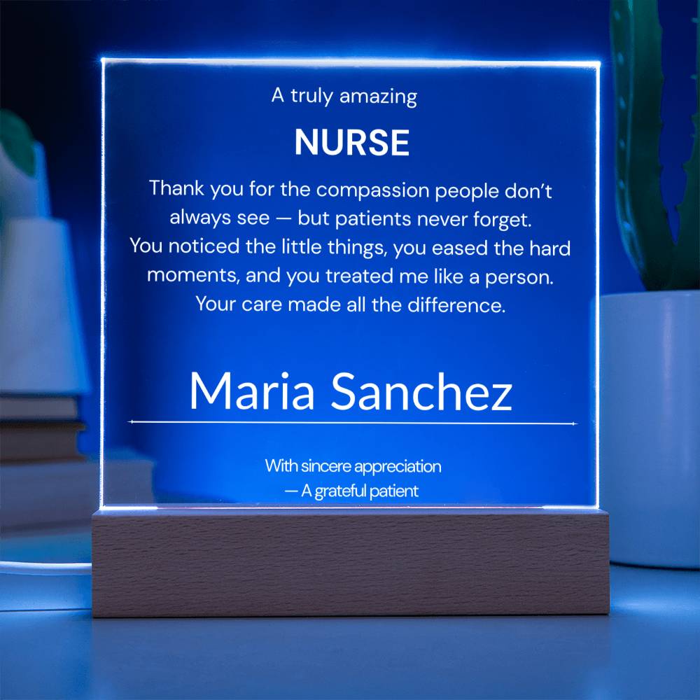 Nurse Thank You Gift Acrylic Plaque Personalized