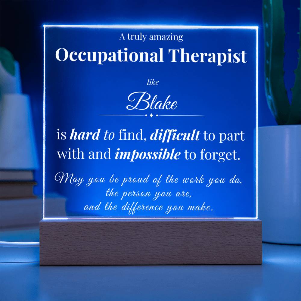 Personalized Acrylic Square Plaque for Occupational Therapist