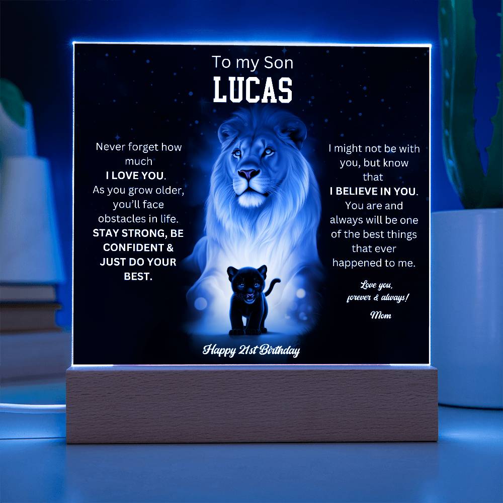 21st Birthday Gift To My Son Acrylic Plaque