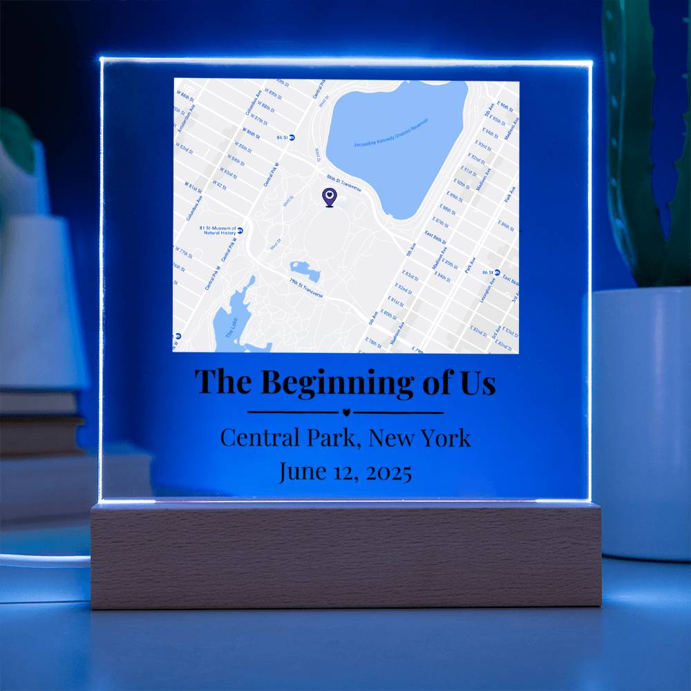 Personalized Where We Met Map Acrylic Plaque Central Park NY 2