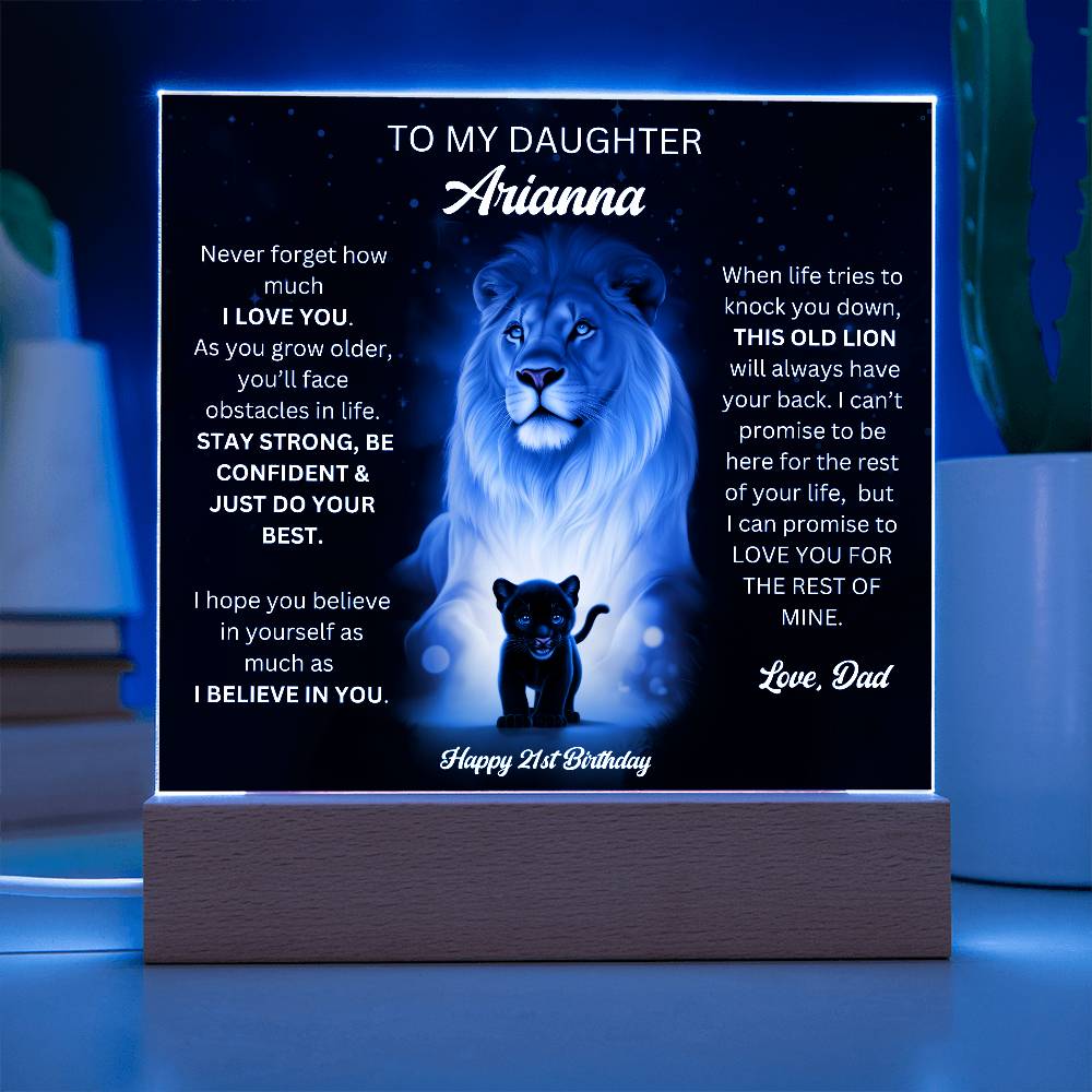 Dad To Daughter 21st Birthday Gift - Acrylic Square Plaque